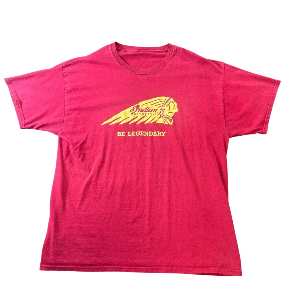 Indian Motorcycle Be Legendary Graphic T-Shirt Mens Red Short Sleeve L Y2K